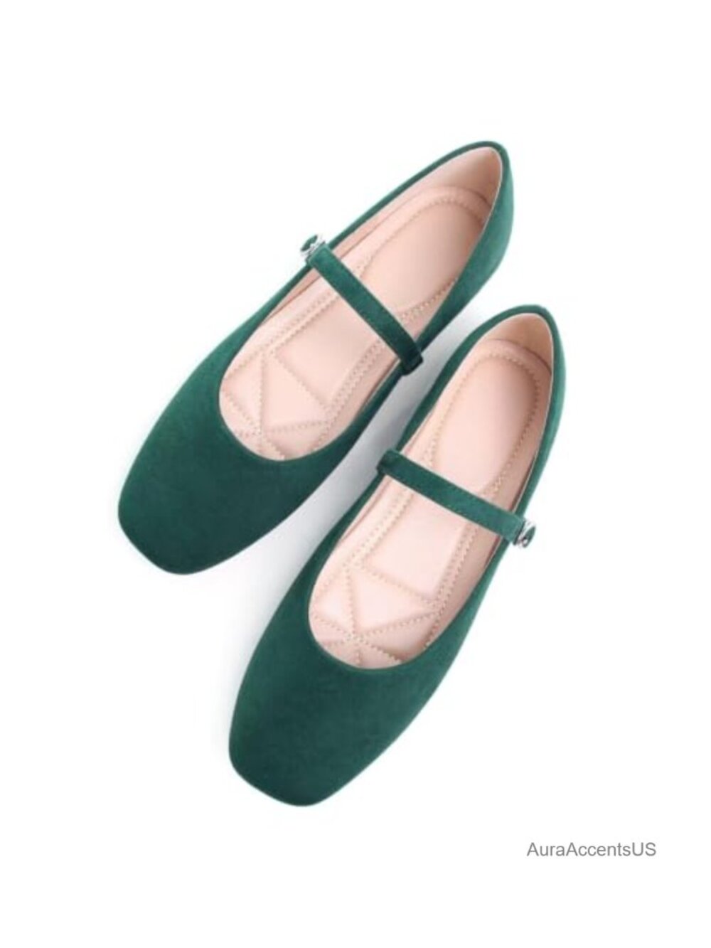 Faux Leather Mary Jane Flats Square Toe Adjustable Buckle Cushioned